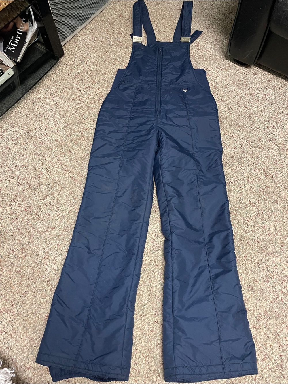 Vintage 70s bib style one piece waterproof ski pants/suit